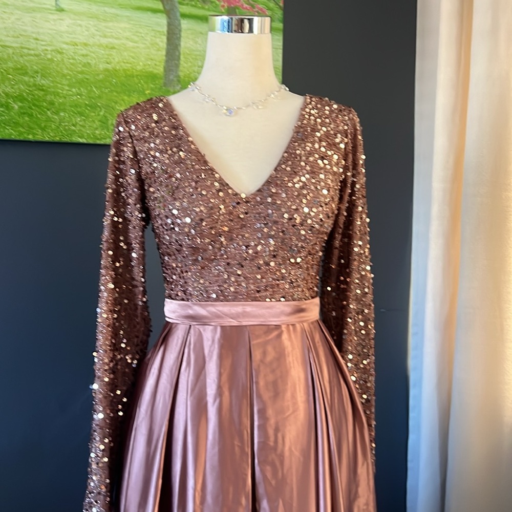 Elegant long dress Dusty  Rose Color Size 4 Small - Picture 3 of 12